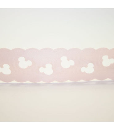 Minnie Mouse Rosa Flores Satinada  25mm