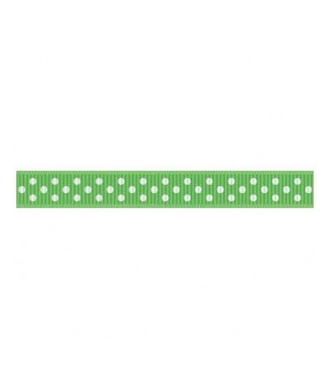 Grosgrain Lunares verde manzana/blanco 9mm