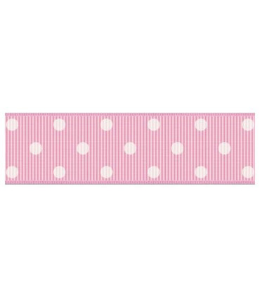 Lunares Grandes Rosa bebe/Blanco 22mm