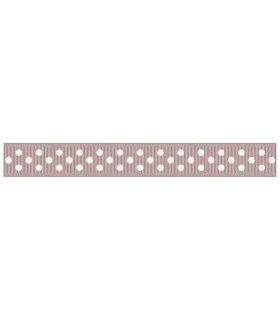 Grosgrain Lunares latte/blanco 9mm