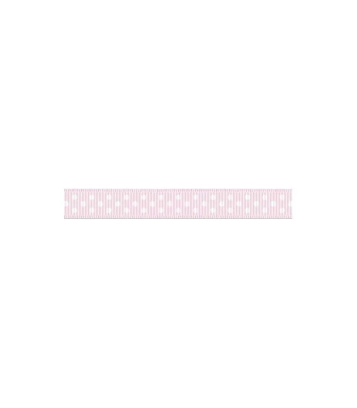 Grosgrain Lunares rosa bebe/blanco 9mm