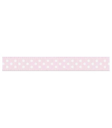 Grosgrain Lunares rosa bebe/blanco 9mm