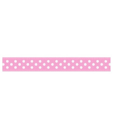 Grosgrain Lunares rosa/blanco 9mm
