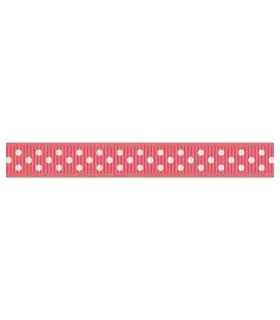 Grosgrain Lunares Coral/blanco 9mm
