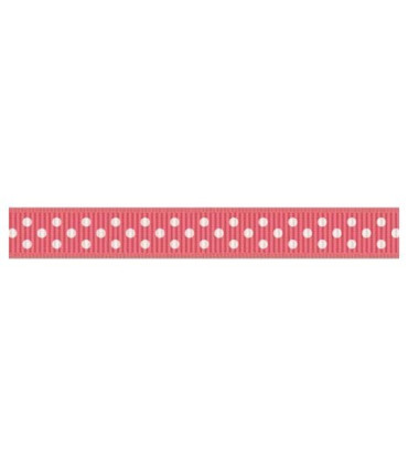Grosgrain Lunares Coral/blanco 9mm