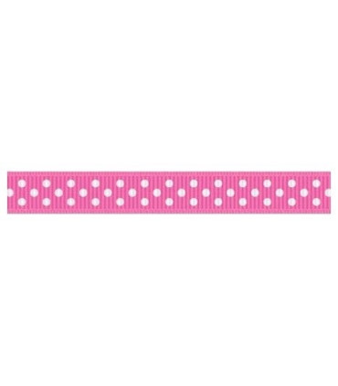 Grosgrain Lunares rosa intenso/blanco 9mm