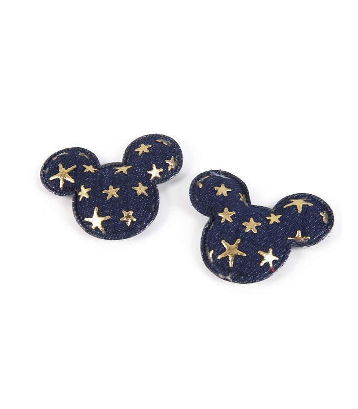 PACK DE 3 APLIQUES DENIM MICKEY OSCURO/ORO 45mm