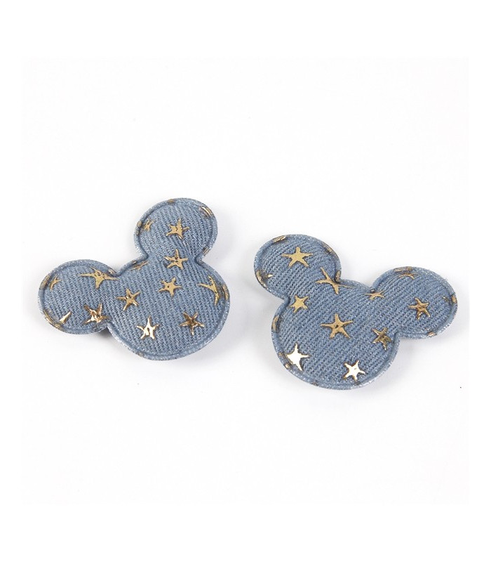 PACK DE 3 APLIQUES DENIM MICKEY CLARO/ORO 45mm