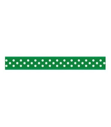 Grosgrain Lunares verde esmeralda/blanco 9mm