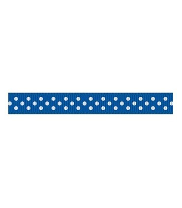 Grosgrain Lunares Azul eléctrico/blanco 9mm