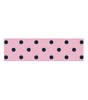 Lunares grandes rosa/marino 22mm