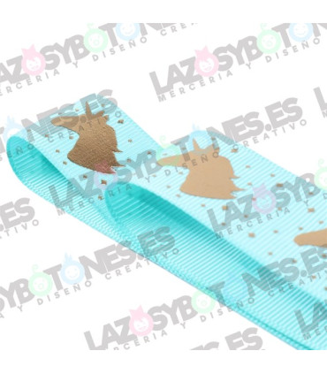 UNICORNIO VERDE AGUA/DORADO 25mm