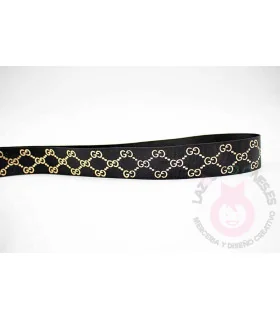 GUCCI LOGO - Negro/oro 25mm