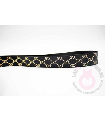 GUCCI LOGO - Negro/oro 25mm