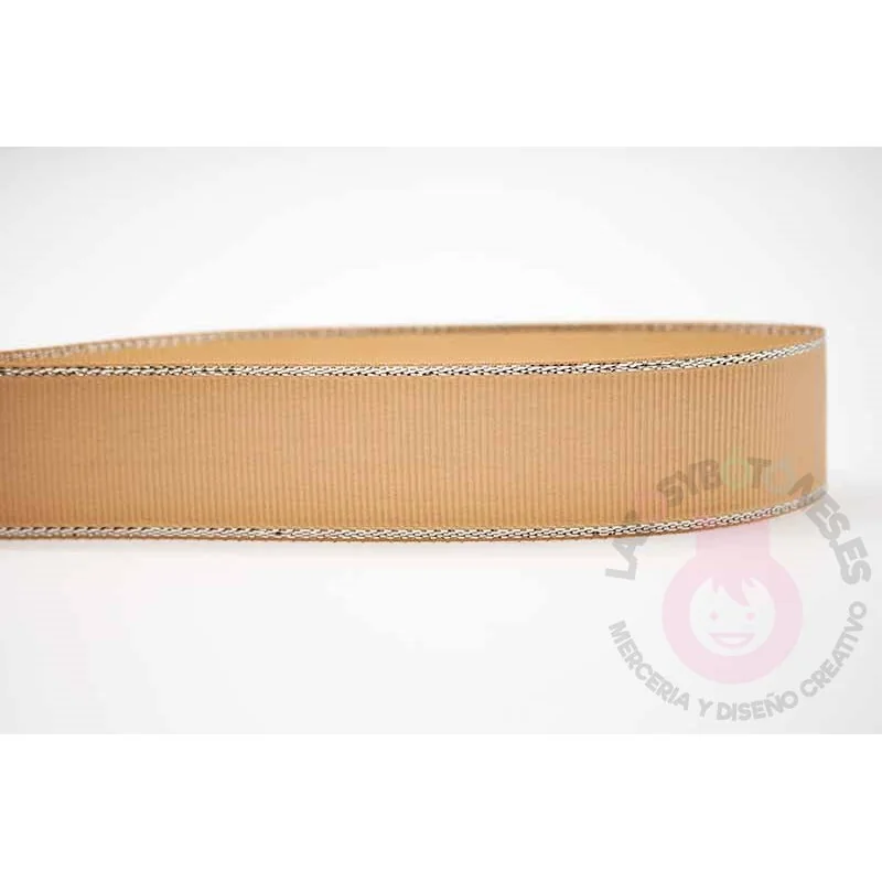 Cinta grosgrain HILO PLATEADO 25mm - Camel