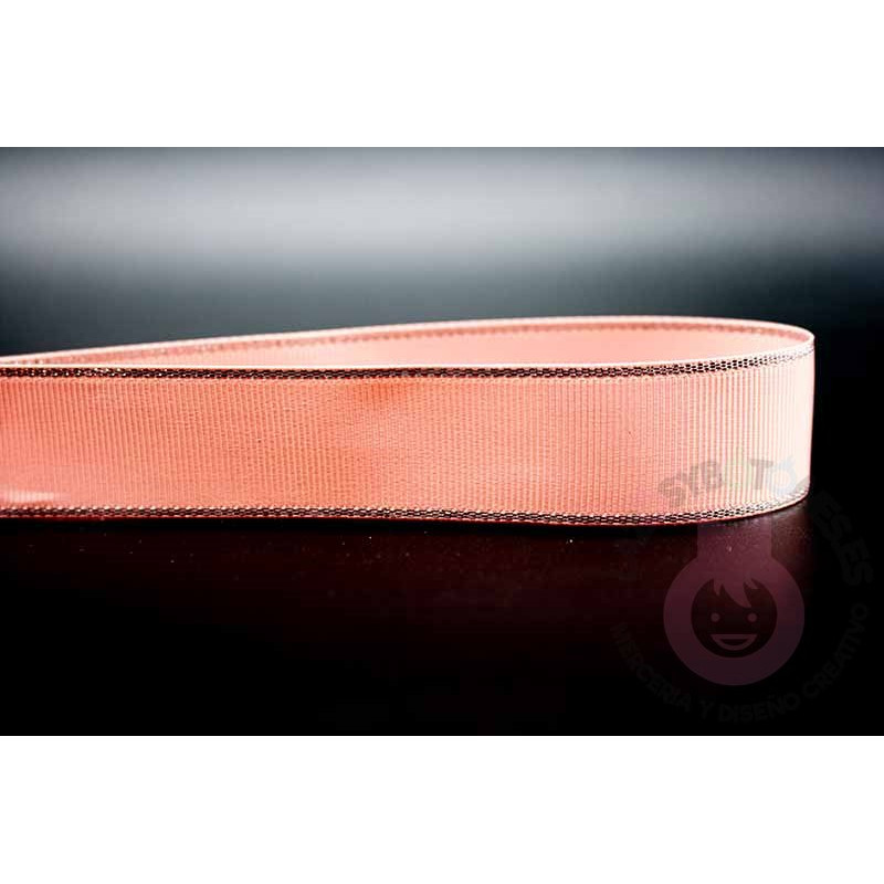Cinta grosgrain HILO PLATEADO 25mm - Rosa Maquillaje