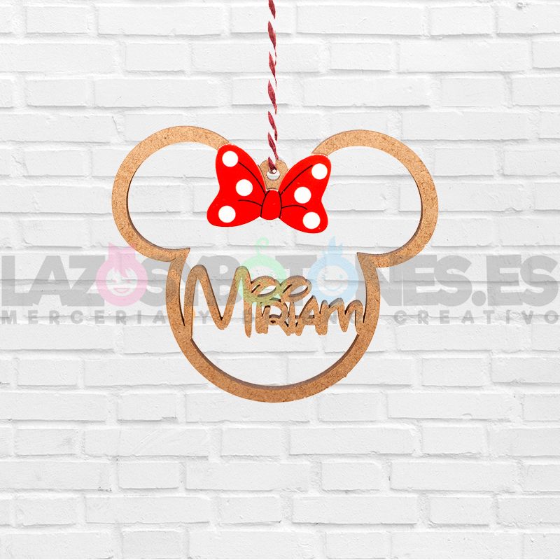 BOLA DE NAVIDAD MADERA - MOD. MINNIE LAZO ROJO