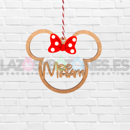 BOLA DE NAVIDAD MADERA - MOD. MINNIE LAZO ROJO