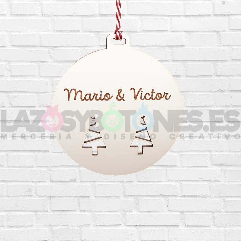 BOLA DE NAVIDAD MADERA - MOD. PAREJA ÁRBOLES