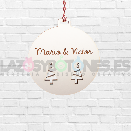 BOLA DE NAVIDAD MADERA - MOD. PAREJA ÁRBOLES
