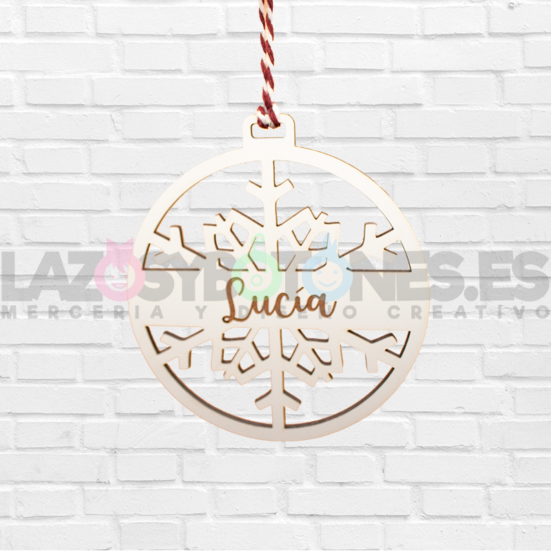 BOLA DE NAVIDAD MADERA - MOD. ESTRELLA GRABADA