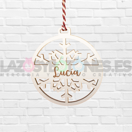 BOLA DE NAVIDAD MADERA - MOD. ESTRELLA GRABADA