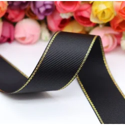 Cinta grosgrain HILO DORADO 25mm - Negro