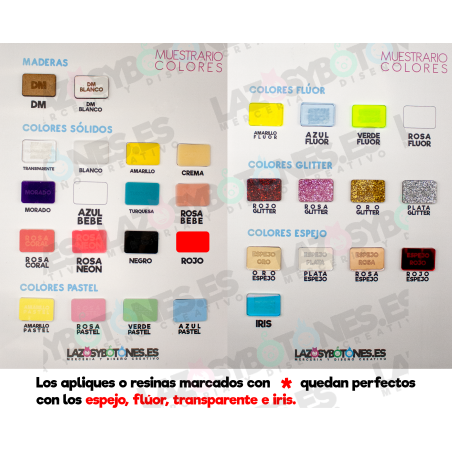 APLIQUE RESINA NOMBRE PARA LAZOS CON CORONA - VARIOS COLORES