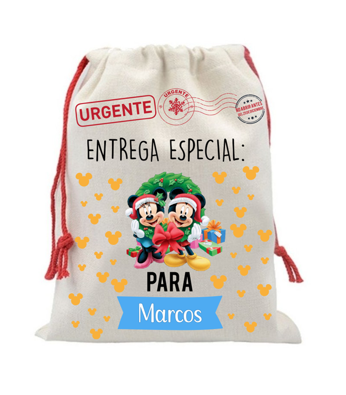 Bolsa merienda de tela - Modelo Mickey y Minnie