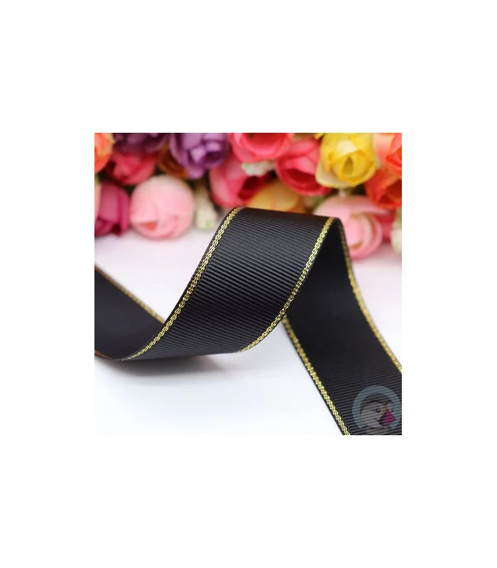 Cinta grosgrain HILO DORADO 38mm - Negro