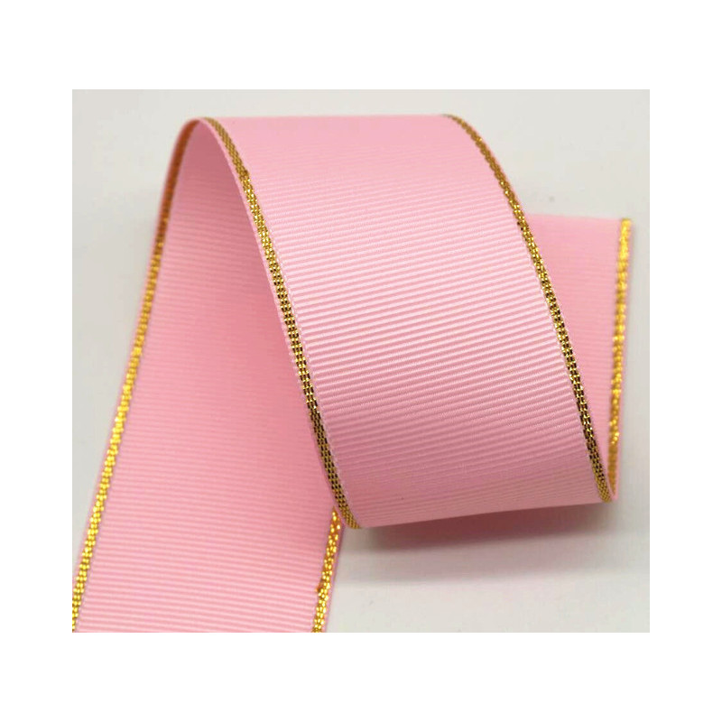 Cinta grosgrain HILO DORADO 38mm - Rosa Bebé