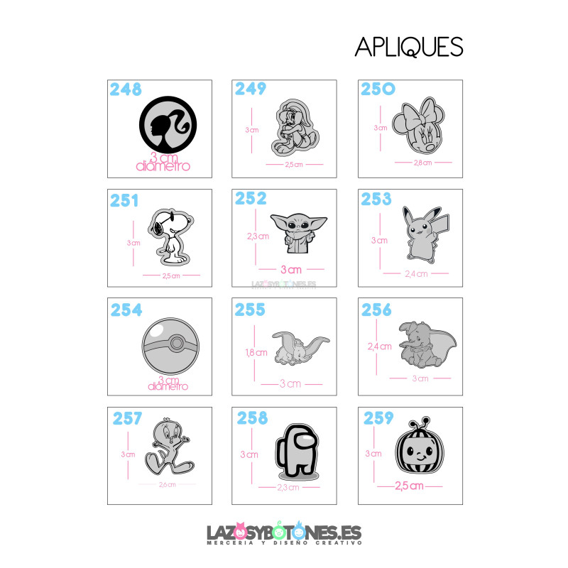 APLIQUE RESINA DOBLE - PERSONAJES