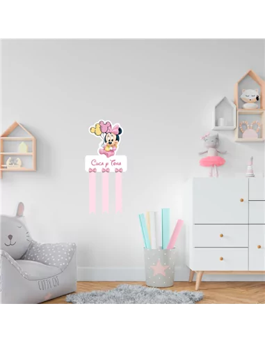 PORTA LAZOS PERSONALIZADO - MINNIE BABY GLOBOS