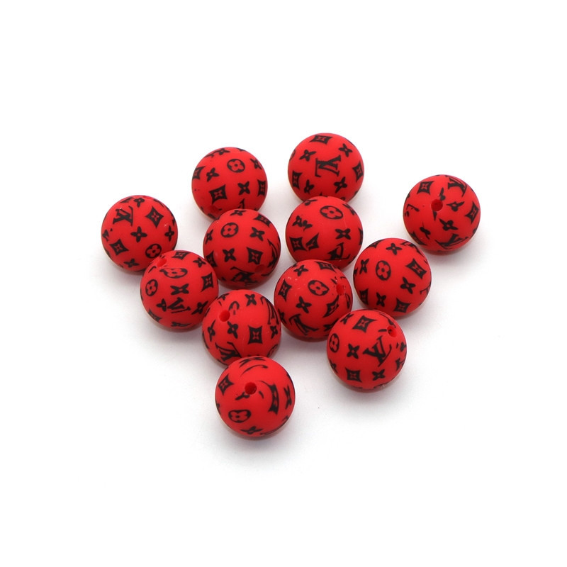 BOLA SILICONA LOUIS VUITTON ROJO - 15MM