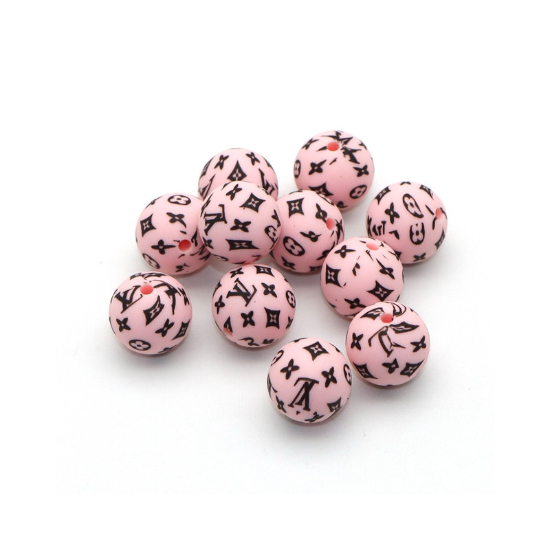 BOLA SILICONA LOUIS VUITTON ROSA - 15MM
