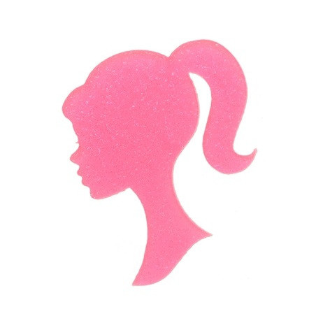 APLIQUE RESINA BARBIE SILUETA GLITTER - 45MM