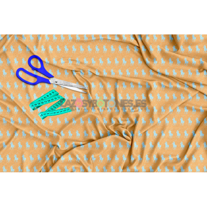 ¡PREVENTA! Tela Polo RL Camel/Azul - 150cm/ancho