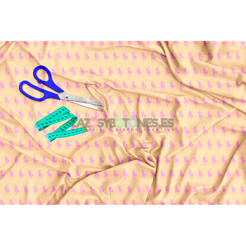 ¡PREVENTA! Tela Polo RL Camel/Rosa - 150cm/ancho