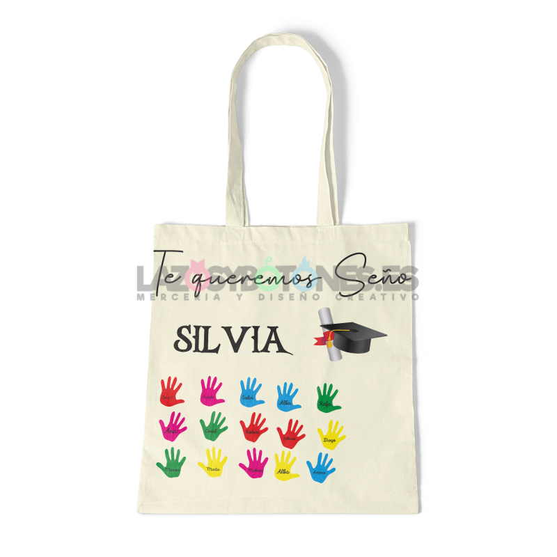 BOLSA PERSONALIZADA PROFESORES - BIRRETE Y MANOS