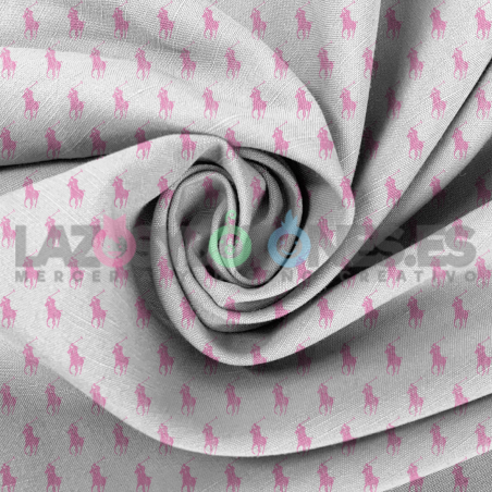 Tela Polo RL Blanco/rosa - 150cm/ancho
