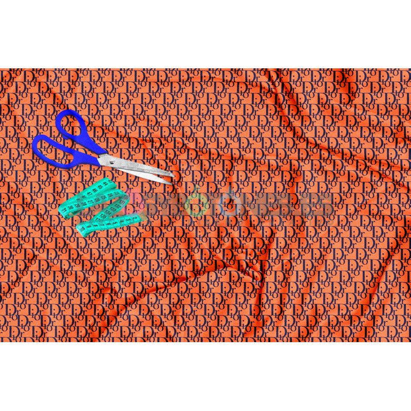 Tela Dior Marino / Naranja - 150cm/ancho