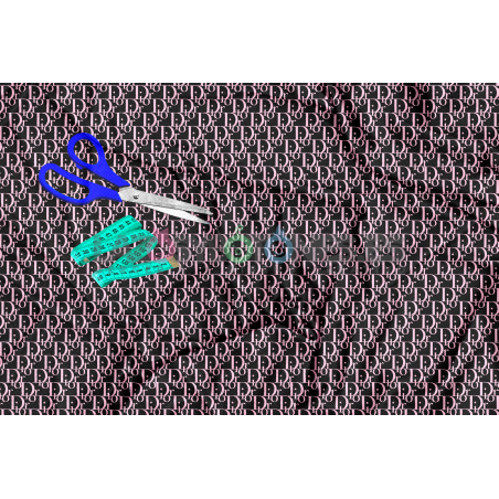 Tela Dior Rosa Bebé / Negro - 150cm/ancho