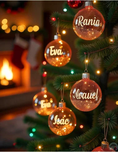 BOLA TRANSPARENTE DE NAVIDAD PERSONALIZADA NOMBRE