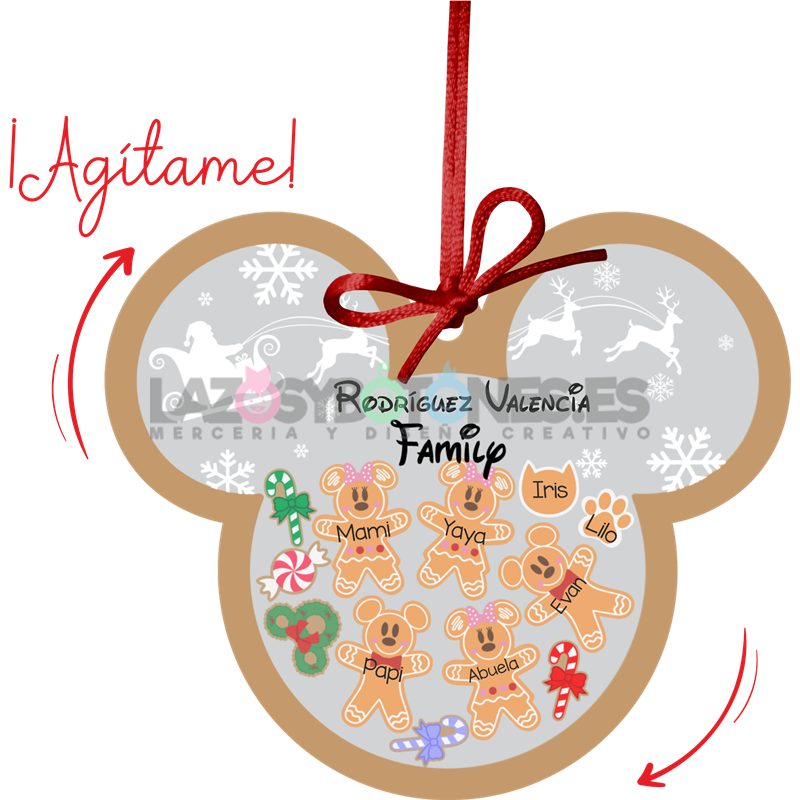 BOLA DE NAVIDAD CON PURPURINA ¡AGÍTAME! -  MOD. MICKEY GALLETAS