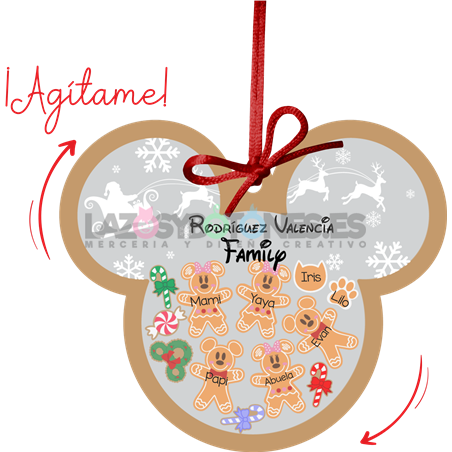 BOLA DE NAVIDAD CON PURPURINA ¡AGÍTAME! -  MOD. MICKEY GALLETAS