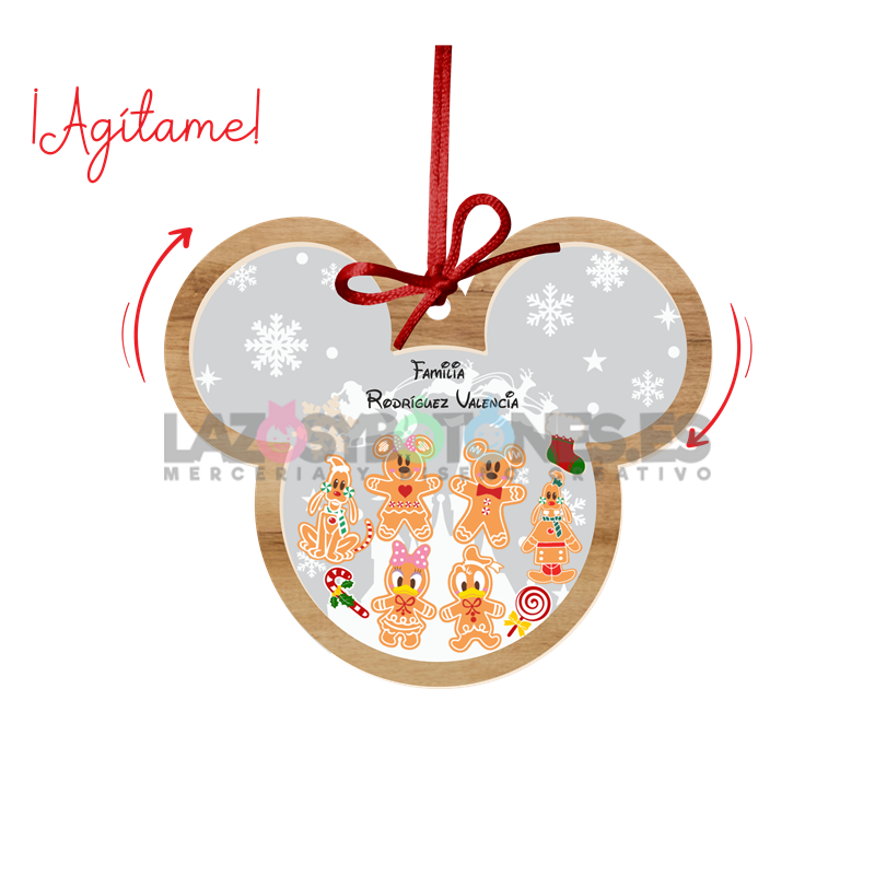 BOLA DE NAVIDAD CON PURPURINA ¡AGÍTAME! -  MOD. MICKEY GALLETAS