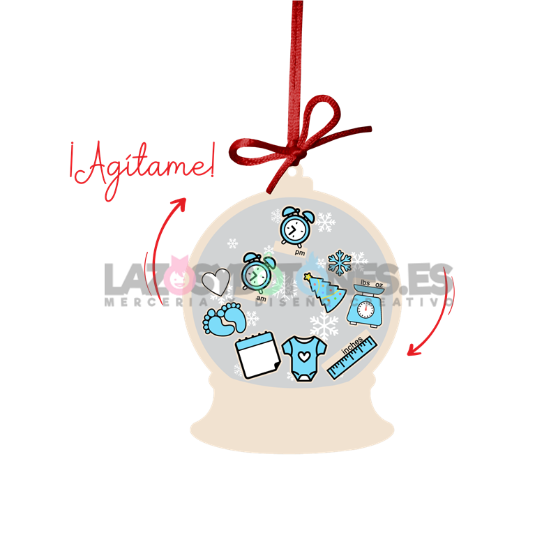 BOLA DE NAVIDAD CON PURPURINA ¡AGÍTAME! -  MOD. BOLA BEBÉ