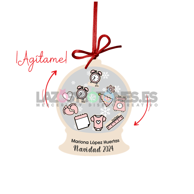 BOLA DE NAVIDAD CON PURPURINA ¡AGÍTAME! -  MOD. BOLA BEBÉ