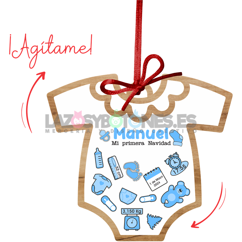 BOLA DE NAVIDAD CON PURPURINA ¡AGÍTAME! -  MOD. BODY BEBÉ