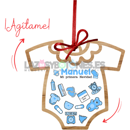 BOLA DE NAVIDAD CON PURPURINA ¡AGÍTAME! -  MOD. BODY BEBÉ